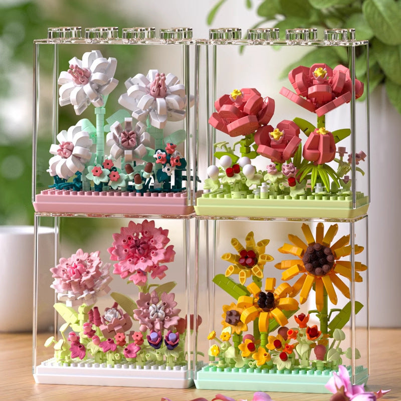 Mini Floral Display Box Building Blocks 🌷✨