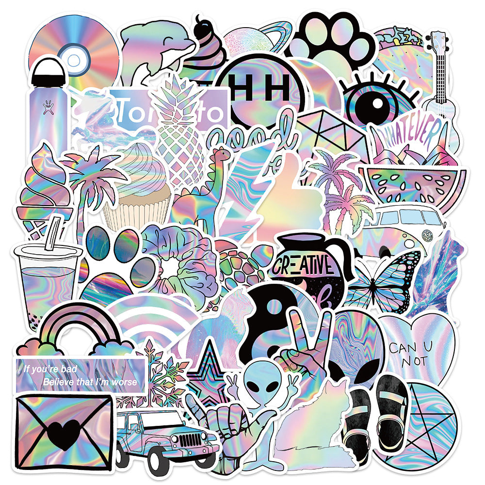PS17 Set of 50 Holographic Look Y2K Vibes Stickers Pack