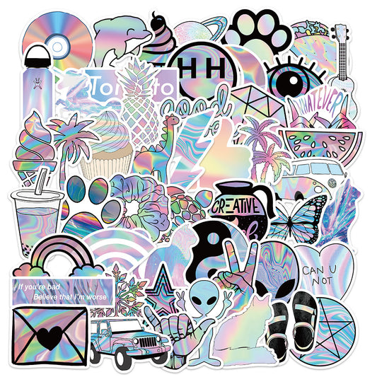 PS17 Set of 50 Holographic Look Y2K Vibes Stickers Pack