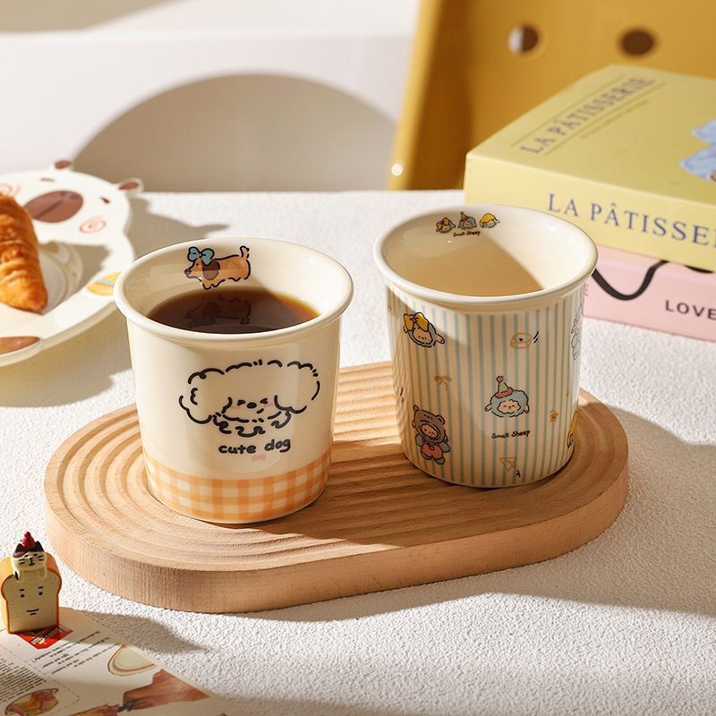 🐾 Kawaii Critter Ceramic Mug Collection ☕✨ | Cute Dog, Sheep & Penguin Cafe Cups