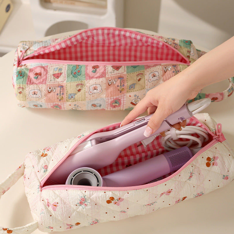 Quilted Cute Hair Tools Travel Pouch - Long Hair Dyson Multipurpose Organiser