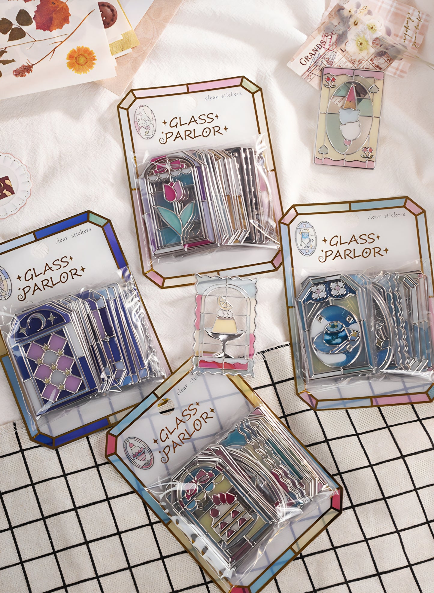 Premium Viral Stained Glass Parlor Clear Stained Stickers