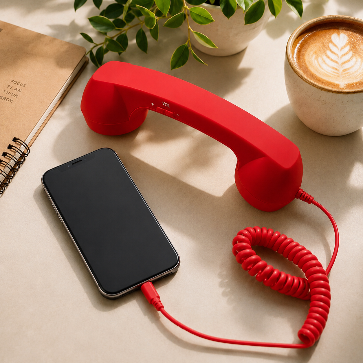 Retro Wired Phone Receiver with Volume Control