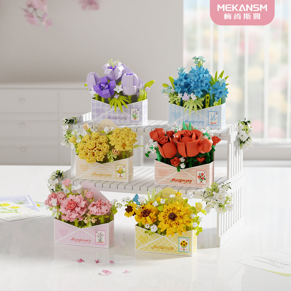 Mini Flower Envelope Building Block Set – Cute DIY Floral Bouquet