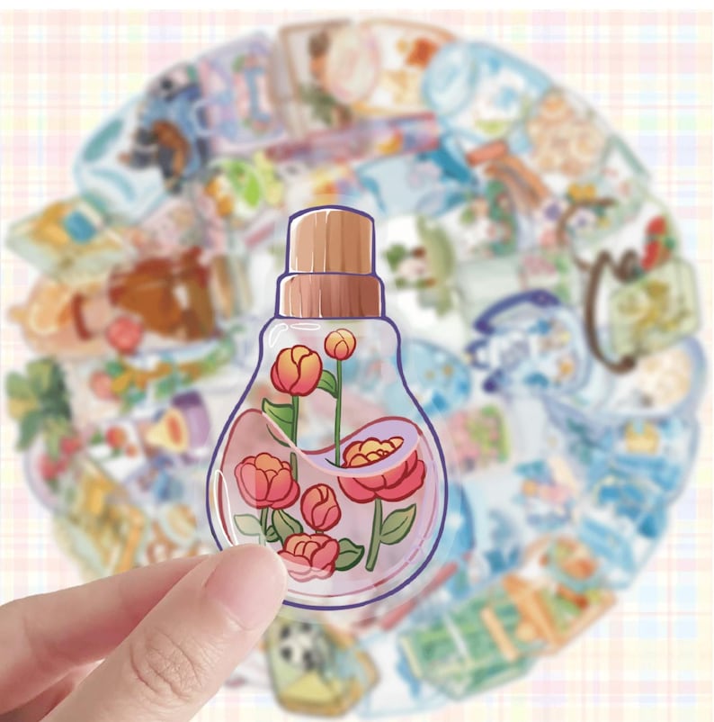 PS14 Set of 50 Dreamy Glass Garden Stickers Pack
