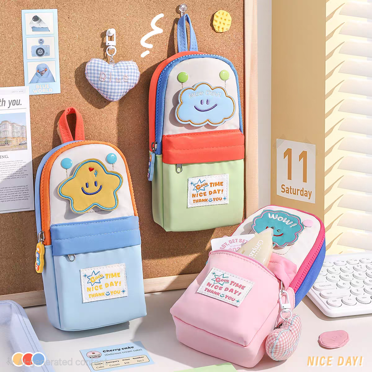 Cute Cloud & Star Pencil Pouch – Kawaii Multi-Pocket Stationery Case Multipurpose Organiser