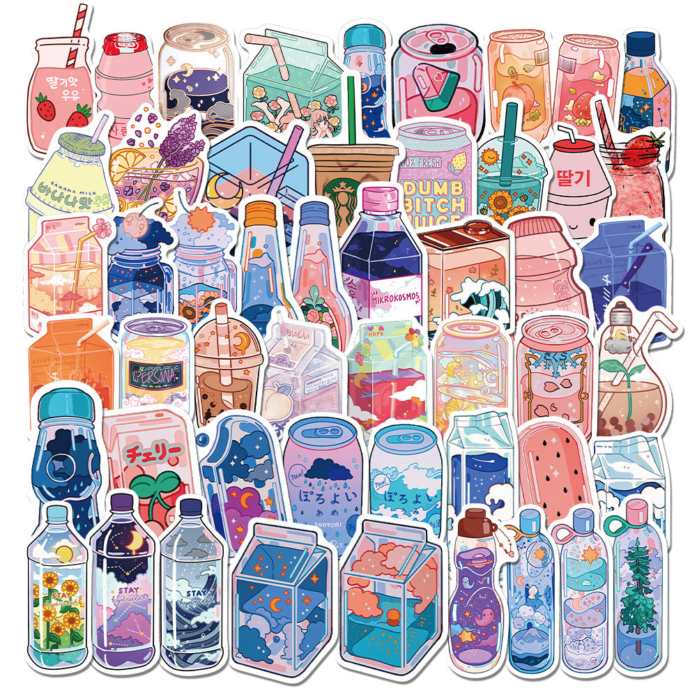 PS15 Set of 50 Kawaii Drink Bottle Stickers Pack