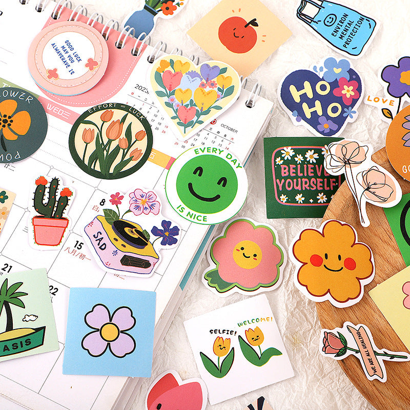 PS4 Set of 74 Happy Bloom Flower & Positive Vibes Stickers Pack