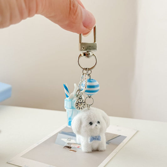 Baby Blue Puppy Bag Charm Keychain