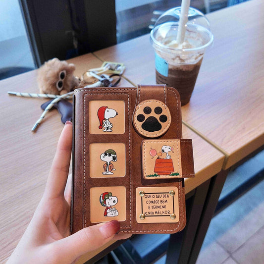 Aesthetic Mini Journal Ring Binder with Button Lock – Cartoon Snoopy Notebook