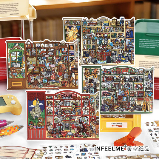Vintage Curio Shop Scene Sticker Kit