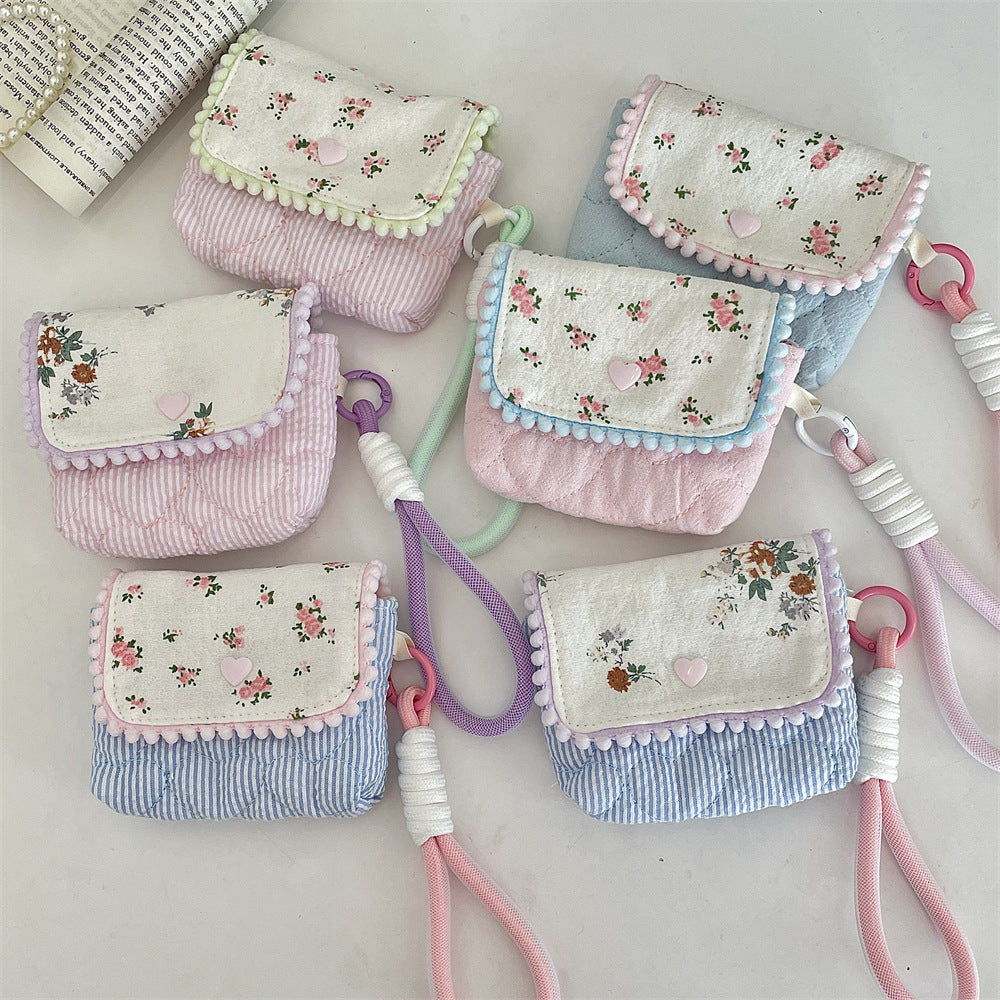 Pastel Cottage Mini Pouch with Lanyard 🌸🎀