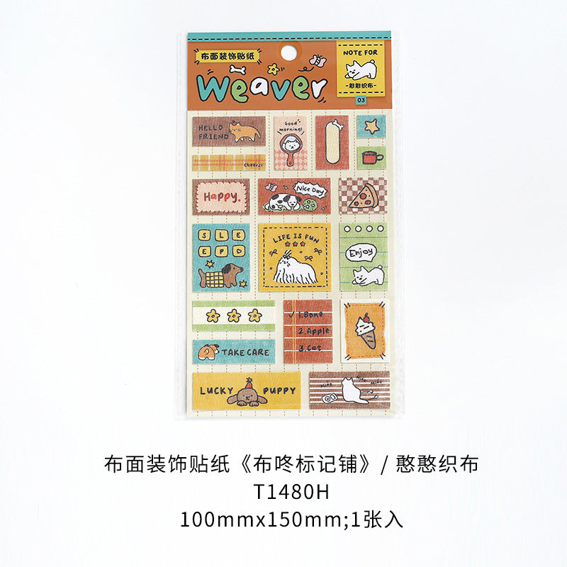 Kawaii Fabric Stickers Sheet – Cute Aesthetic Journal & Scrapbook Stickers