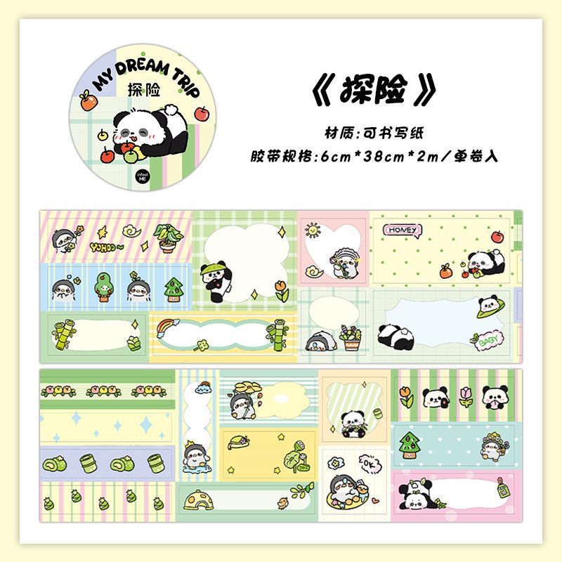 🎀 Pastel Memo Washi Tape Roll – Cute Writable Sticker Tape 🐻✨