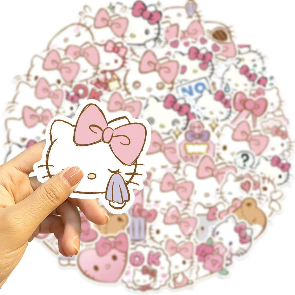 PS21 Set of 50 Pink Hello Kitty Bow Stickers Pack
