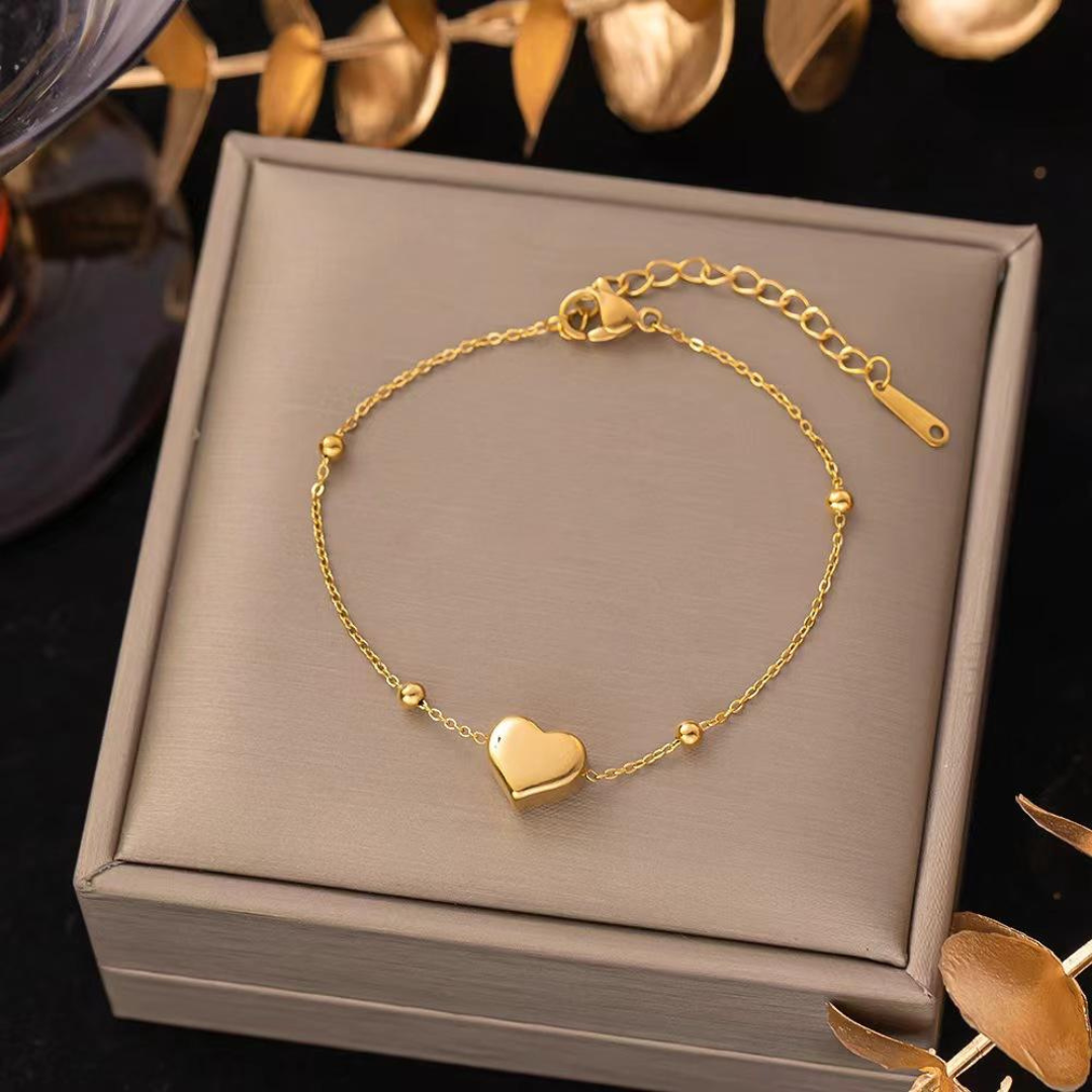 Waterproof Golden Heart Adjustable Bracelet