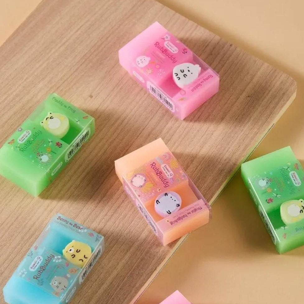 Kawaii RubBuddy Character Eraser 🐰🐸🌸