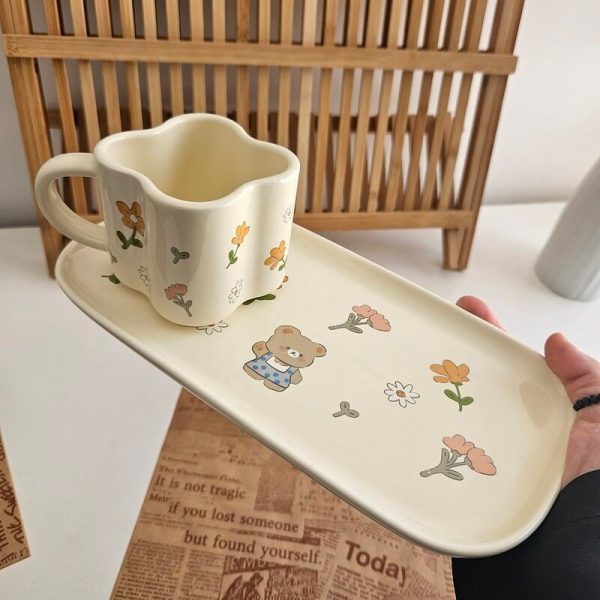 Pre - Order Cute Ceramic Mug Cup and Snacks Plate