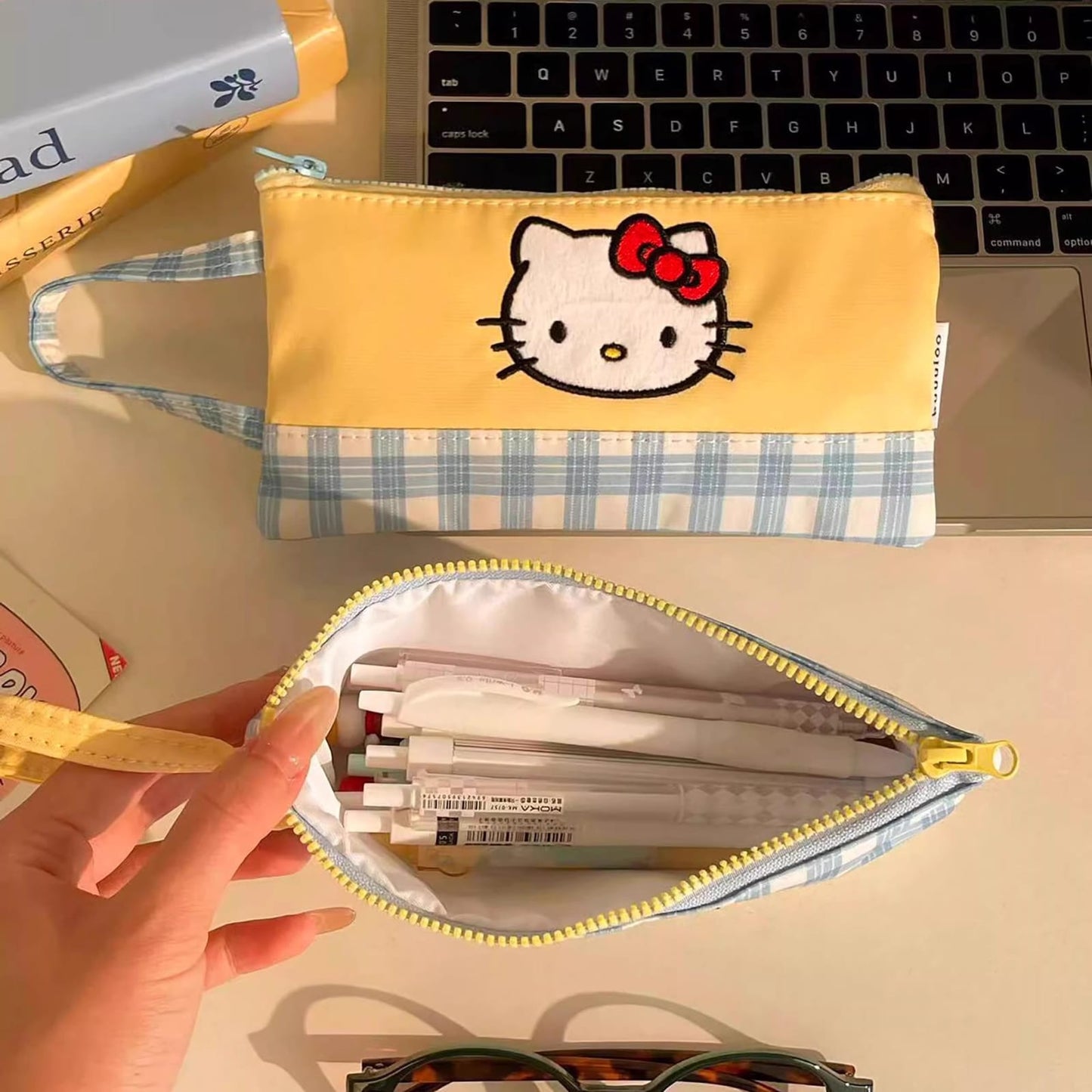Hello Kitty Pastel Plaid Pencil Pouch ✨💛