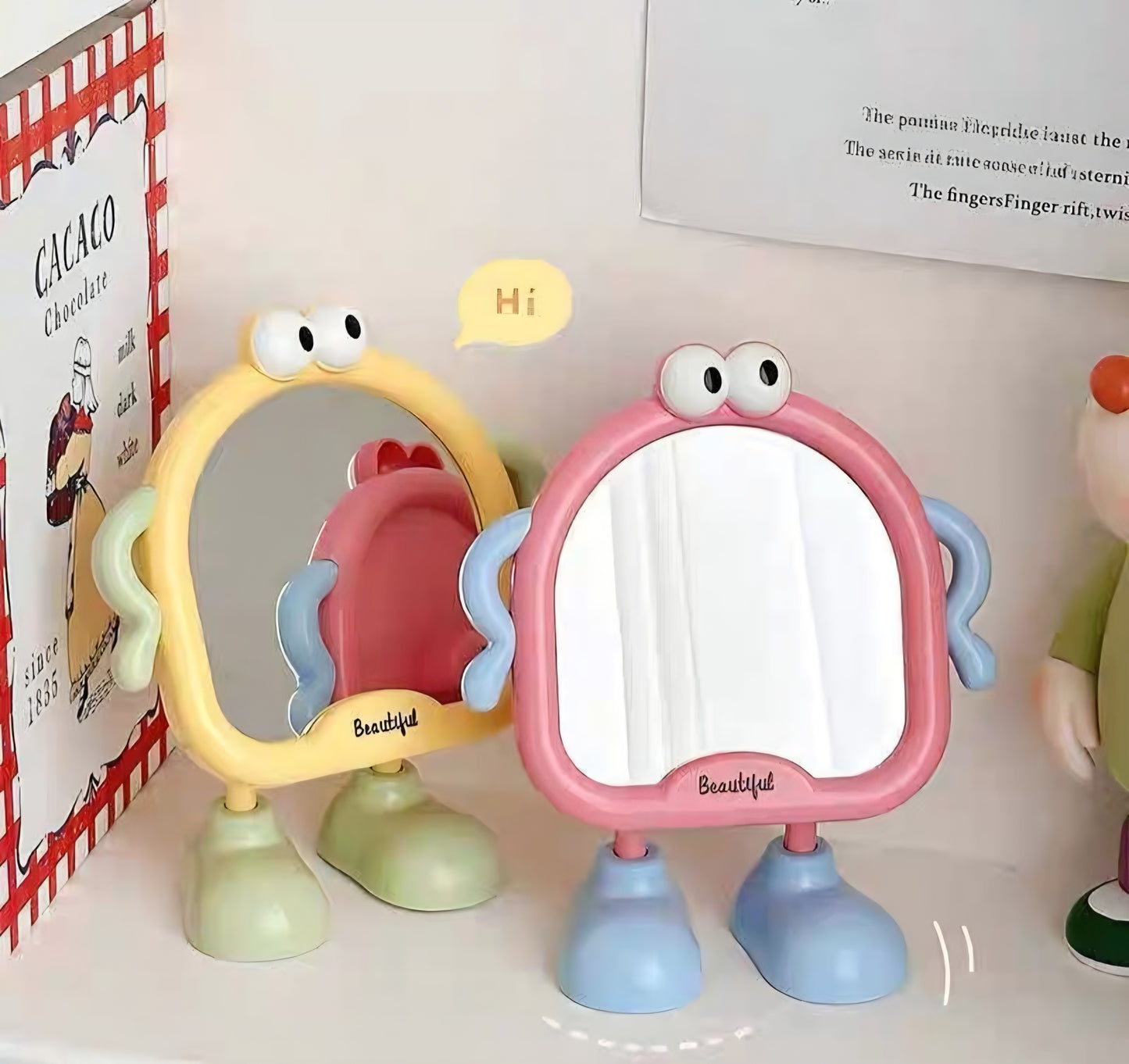 Cute Cartoon Standing Table Makeup Mirror 👀🎀