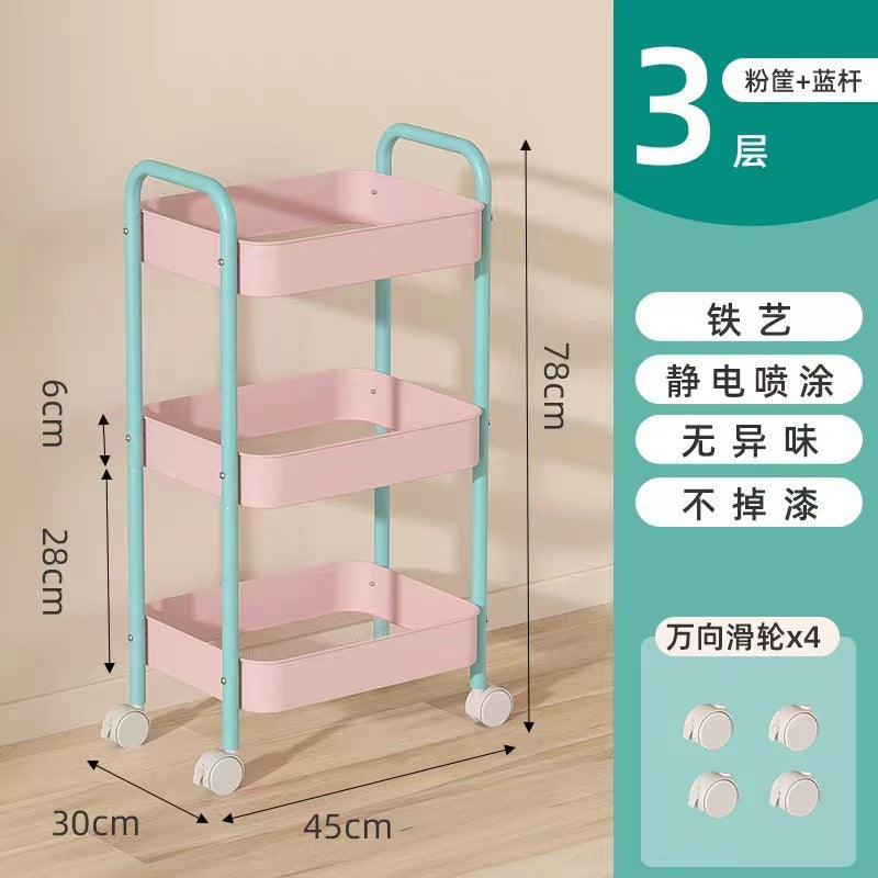 Pastel Rolling Storage Trolley Cart 3 Tier
