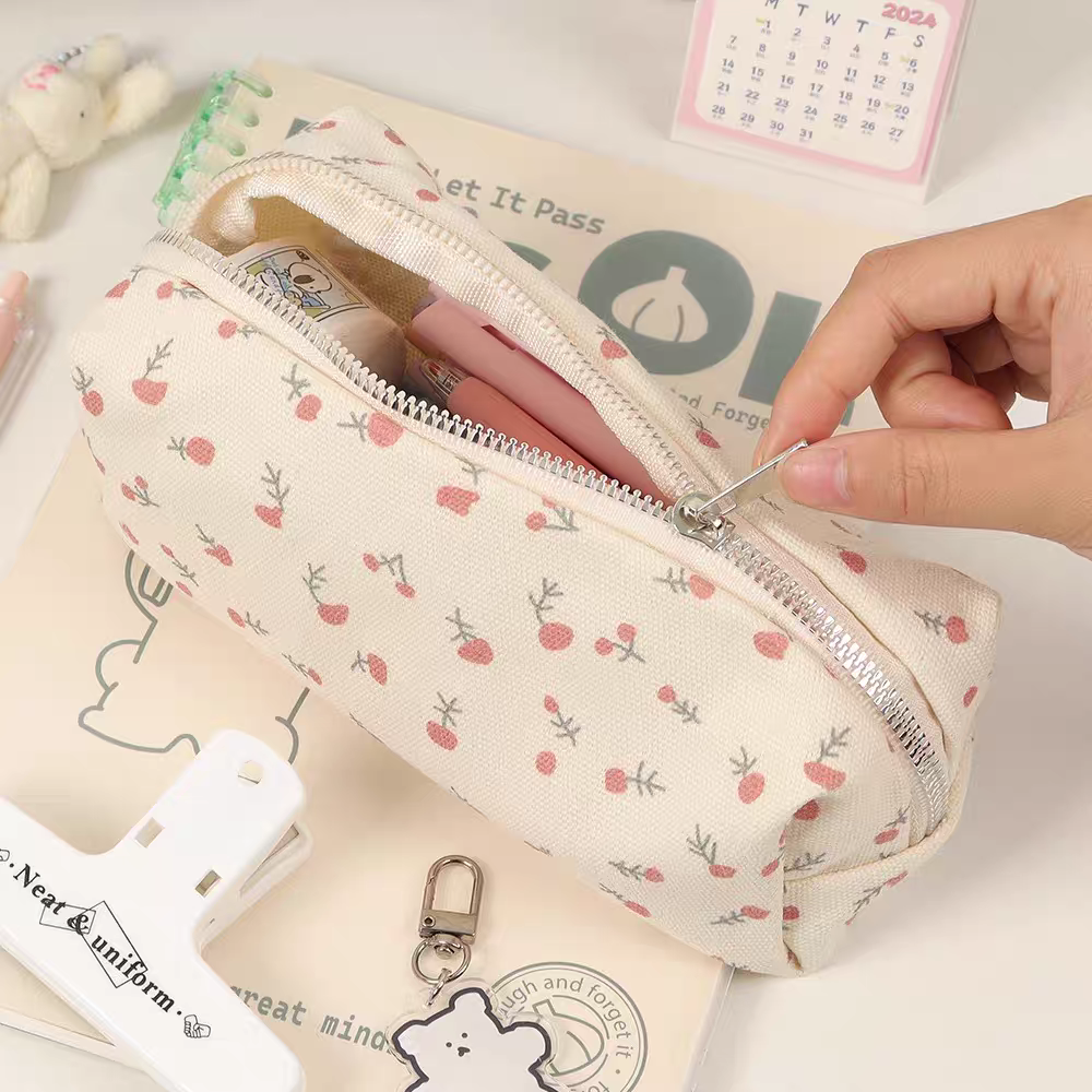 Floral Zipper Pencil Pen Pouch Organiser