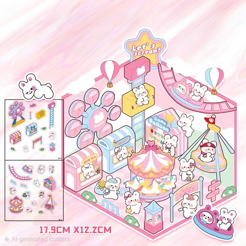 Sanrio Capybara Bunny Hello Kityy Scene Stickers Sheets