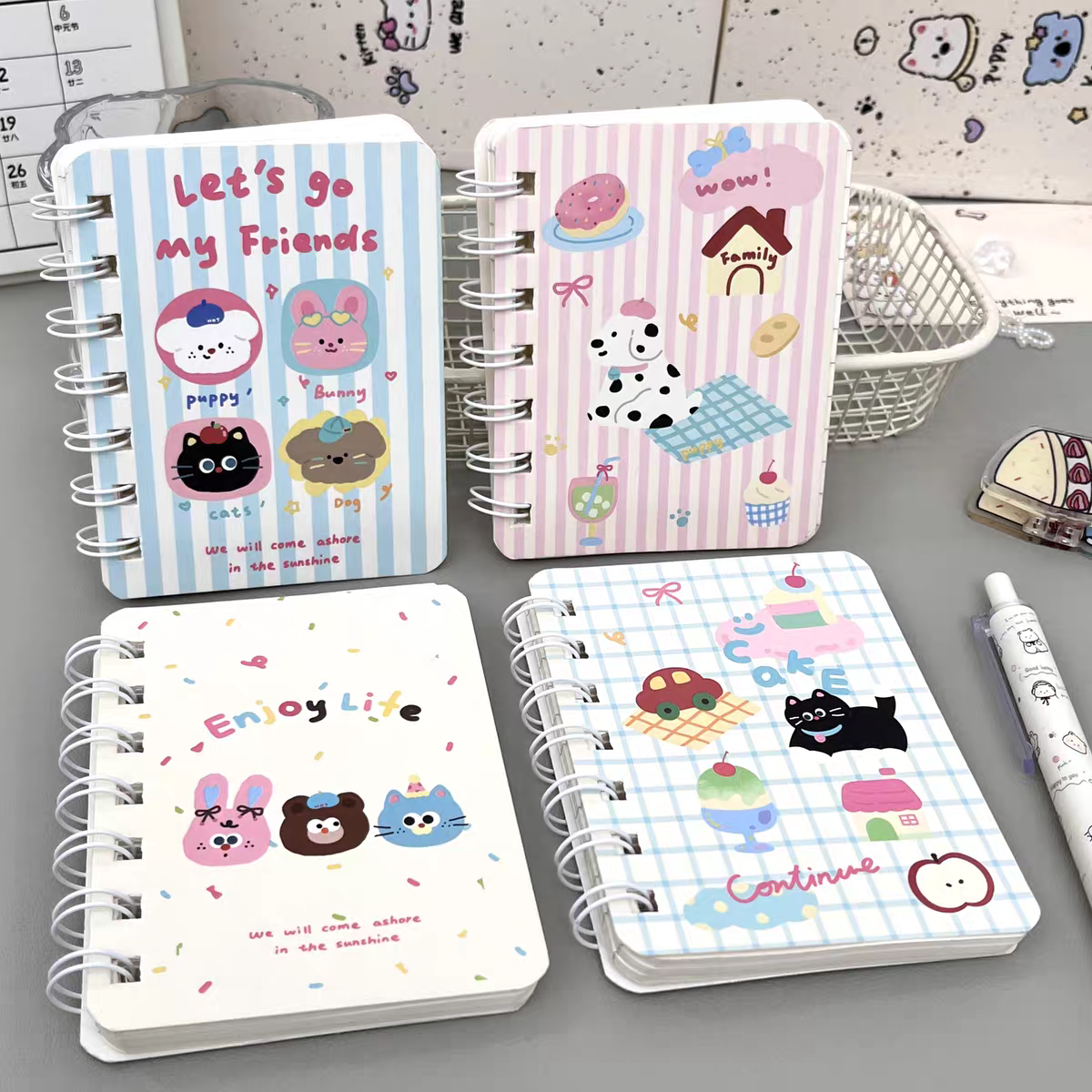 Pastel Pals Mini Spiral Notebook 🐶🐰
