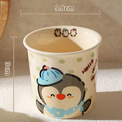 🐾 Kawaii Critter Ceramic Mug Collection ☕✨ | Cute Dog, Sheep & Penguin Cafe Cups