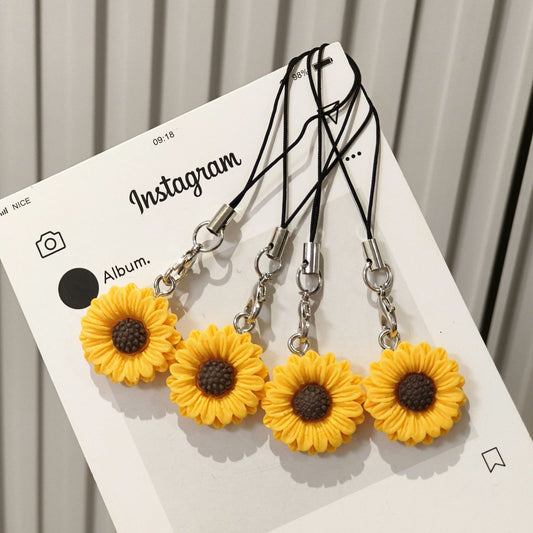 Sunflower Phone Charm & Keychain – Cute Floral Bag Accessory