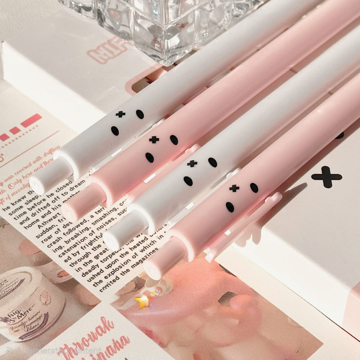 Miffy 0.5mm Pastel 4 Gel Pens Set – Pink & White